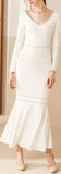 Long Fluted-Hem Dress - Cream or Black - DESIGNER INSPIRED FASHIONS