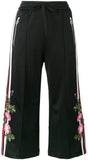 Embroidered Technical Jersey Jacket and Embroidered Wide Leg Jogging Pants, Black