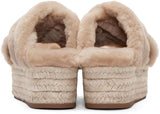 Fur Criss-Cross Platform Espadrille Sandals - Apricot - DESIGNER INSPIRED FASHIONS