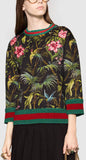 Tropical Print Double Fleece Sweatshirt - DESIGNER INSPIRED FASHIONS