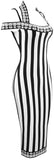 Striped Off-the-Shoulder Halter Dress