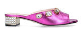 Metallic Leather Lyric Mules - Green, Gold, Pink