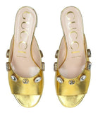 Metallic Leather Lyric Mules - Green, Gold, Pink