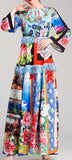 Multi Mixed Print Fringed Maxi Dress