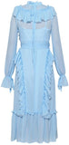 Ruffled Chiffon Dress - Light Blue or Bright Red