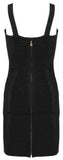 Black Metal-Bead-Embellished Bodycon Mini Dress