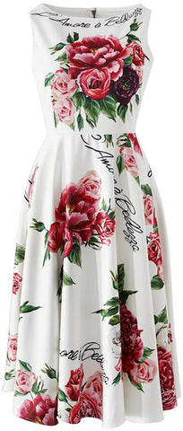 Peony Print Midi Dress