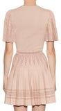 A-Line Pleated Intarsia Knit Mini Dress - Pink - DESIGNER INSPIRED FASHIONS