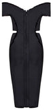 Black Off-The-Shoulder Frayed Cut-Out Dress