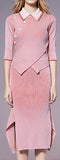 Asymmetric Knit Sweater and Skirt Set