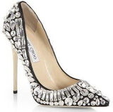 'Tia' Jeweled Leather Pumps in Black or White - DESIGNER INSPIRED FASHIONS