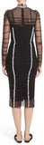 Contrast Piping Ruched Tulle Dress