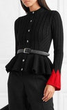 Ribbed Peplum Cardigan