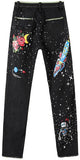 Printed Button-Fly Jeans