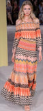 'Prophecy' Print Off-the-Shoulder Chiffon Dress