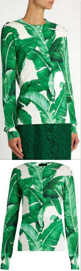 Banana Leaf Knit Cardigan Sweater - DESIGNER INSPIRED FASHIONS