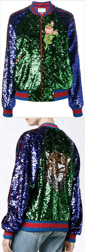 Sequin Embellished Bomber Jacket