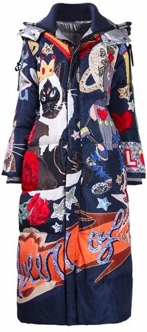 Printed Hooded Puffer Coat