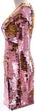 Two-Toned Sequined V-Neck Mini Dress