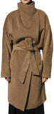 Camel Oversized Collar Wool & Cashmere Coat - DESIGNER INSPIRED FASHIONS