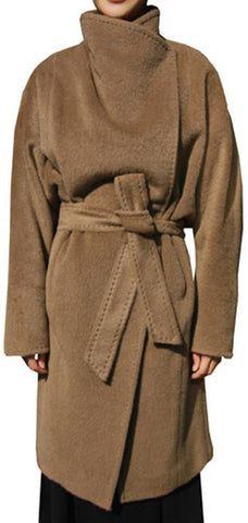 Camel Oversized Collar Wool & Cashmere Coat - DESIGNER INSPIRED FASHIONS