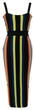 Striped Stretch Bodycon Midi Dress