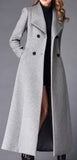 Long Double-Breasted Wool Coat in Grey - DESIGNER INSPIRED FASHIONS
