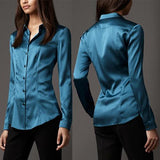 Slim-Fit Satin Shirt, Blue