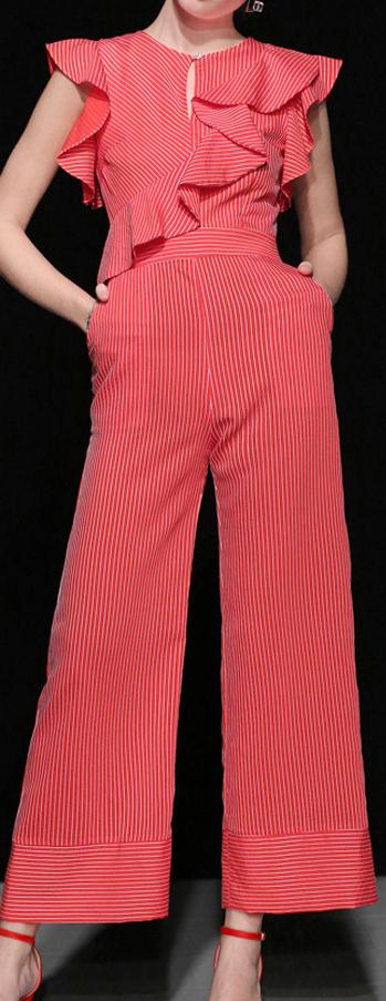 Ruffled Stripe Jumpsuit