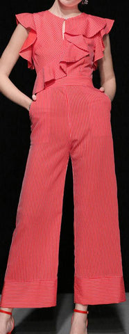 Ruffled Stripe Jumpsuit