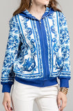 'Majolica' Print Hooded Jacket