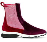 Paneled Two-Tone Ankle Boots - Red & Burgundy or Black & Blue