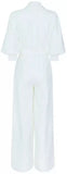 Deep V-Neck Belted Jumpsuit