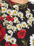 Red Poppy and Daisy Print Dress | DESIGNER INSPIRED FASHIONS
