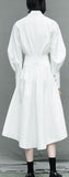 Fitted-Waist Midi Shirt-Dress, White