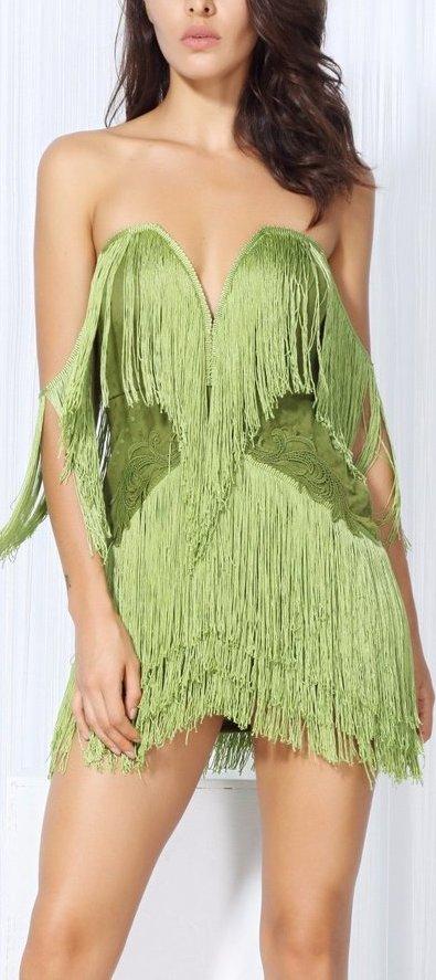 Fringed Off-the-Shoulder Mini Dress - Various Colors to choose from