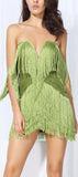 Fringed Off-the-Shoulder Mini Dress - Various Colors to choose from