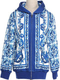 'Majolica' Print Hooded Jacket