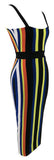 Striped Stretch Bodycon Midi Dress