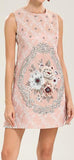Embroidered Floral Jacquard Shift Dress