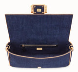 Baguette Large Blue Denim Bag - Fluorescent Yellow, Neon Orange, Red