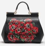 Sicily Floral Bag in Printed Dauphine Leather