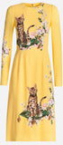 Printed Cady Dress, Yellow