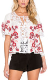 'Isabella' Floral Embroidered Lace Panel Top - DESIGNER INSPIRED FASHIONS