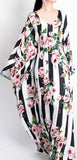 Rose & Stripe Print Kaftan Maxi Dress