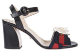 Floral Embellished Sandals, Black