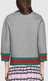 'L'aveugle par amour' Double Fleece Embellished Sweatshirt in Grey - DESIGNER INSPIRED FASHIONS