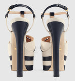 Studded Striped-Leather Platform Pump-Black - DESIGNER INSPIRED FASHIONS