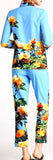 Floral Print Blue Shirt and Trouser Set