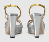 Metallic Leather Platform Sandals - Silver/Gold | DESIGNER INSPIRED FASHIONS